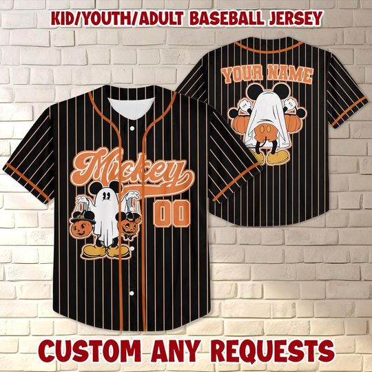 Discover Personalized Mickeyy Boo Halloween Jersey, Personalized Mickeyy Birthday Jersey, Kids Birthday Jersey, Cute Ghost Halloween shirt