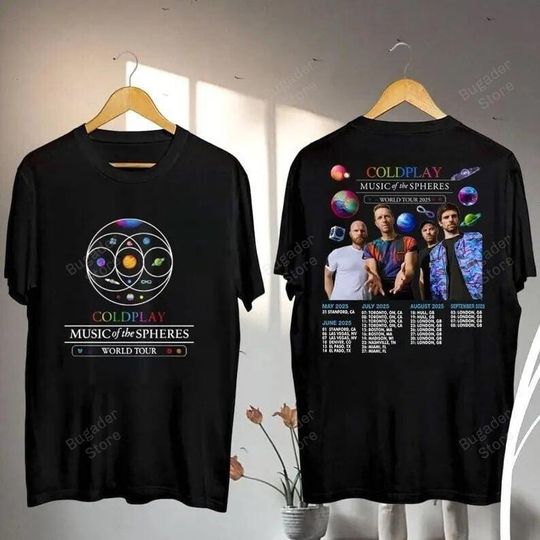 Discover Coldplay Band Tee 2025, Music Of The Spheres Washed Shirt