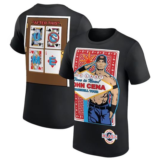 Discover Summer 2025 Wrestling Entertainment Men's Black John Sena Farewell Tour 2025 Las Vegas T-shirt