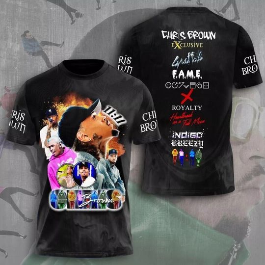 Discover Chris Brown Album Shirt, Music Collage Tee, Breezy Fan Merch,  Tour Shirt, Indigo Royalty Fame X Graphic Top