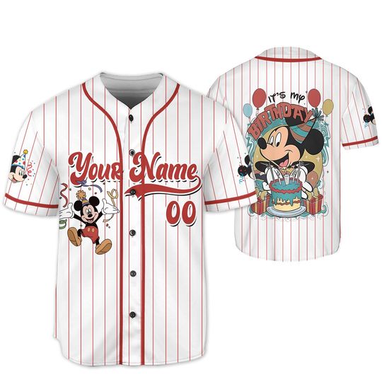 Discover Personalized Mickeyy Birthday Boy Baseball Jersey, Minniee Birthday Jersey, Disneyyy Kids Jersey, Birthday Party Tee, Disneyyland Birthday Trip