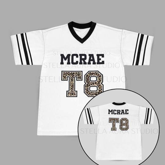 Discover Tate McRae Jersey | T8 Miss Possessive Tour Tee | Leopard Print Tate McRae Shirt | McRae Fan Football Jersey Gift