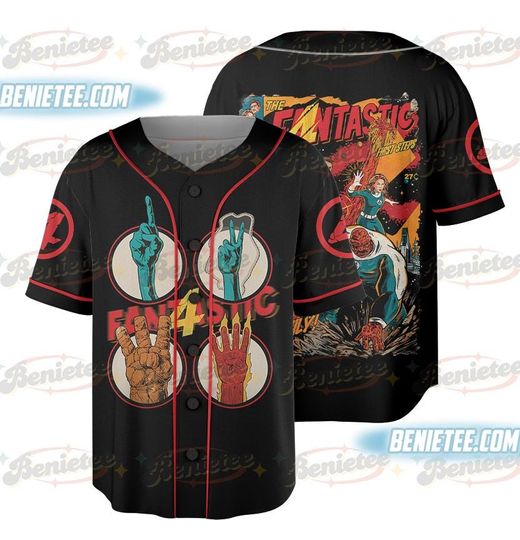 Discover The Fantastic Four First Steps Baseball Jersey, Marvel Studio Superhero Jersey, Reed Richards Doctor Dooom Tee