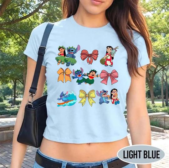 Discover Coquette Bow Lilo & Stitchh Crop Tee, Ohana means family Stitchh Baby Tee Crop Top