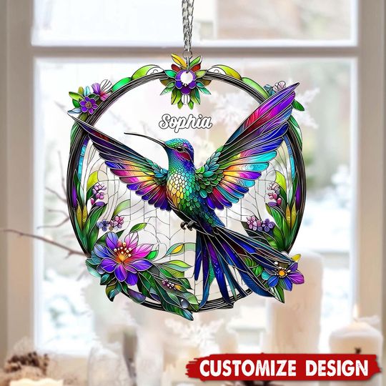 Discover Personalized Beatiful Hummingbird Suncatcher Ornament , Gift For Bird Lovers
