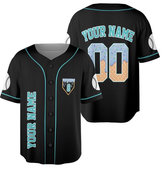 Discover Personalized Birthday Baseball Jersey Ice Cream Drip, Ice Cream Waffle Jersey, Custom Baseball Jersey, Ice Cream Drip Shirt, Birthday Gifts