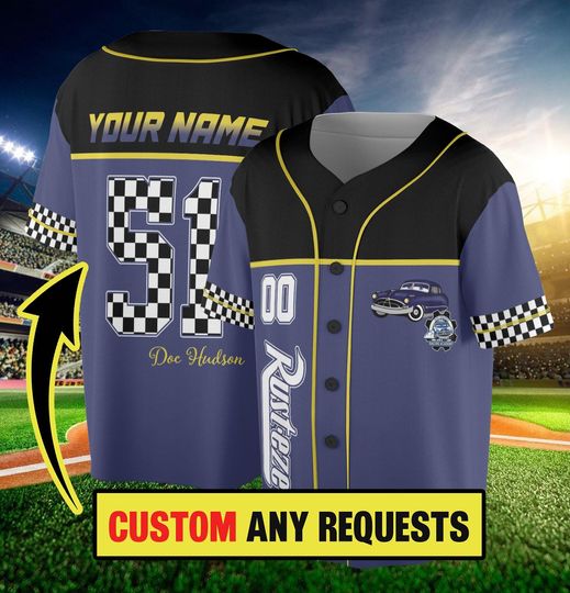 Discover Personalized Docc Hudsonn Disneyyy carss Baseball Jersey