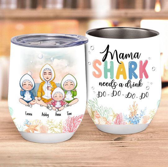 Discover Mommy Shark Needs A Drink Do Do Do - Personalized Mother Wine Tumbler