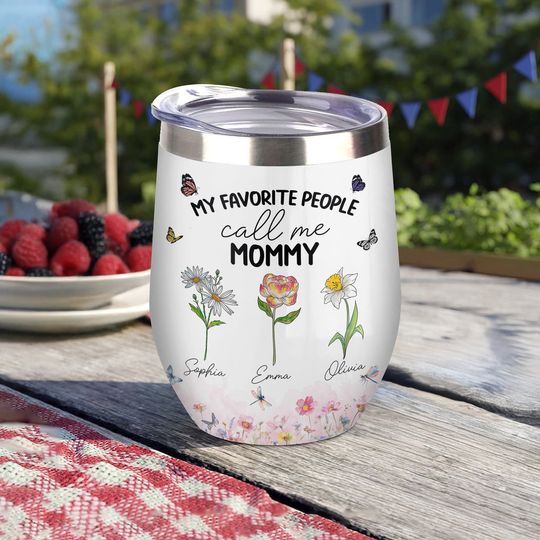 Discover My Favorite People Call Me Mommy And Grandma Personalized Wine Tumbler