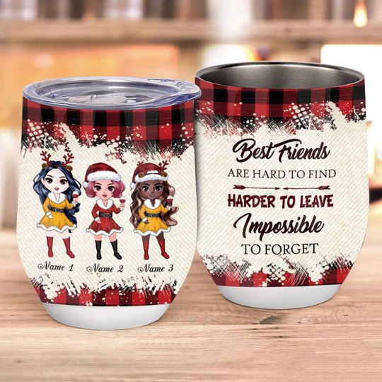 Discover Best Friends Are Hard To Find - Personalized Christmas Bestie Wine Tumbler