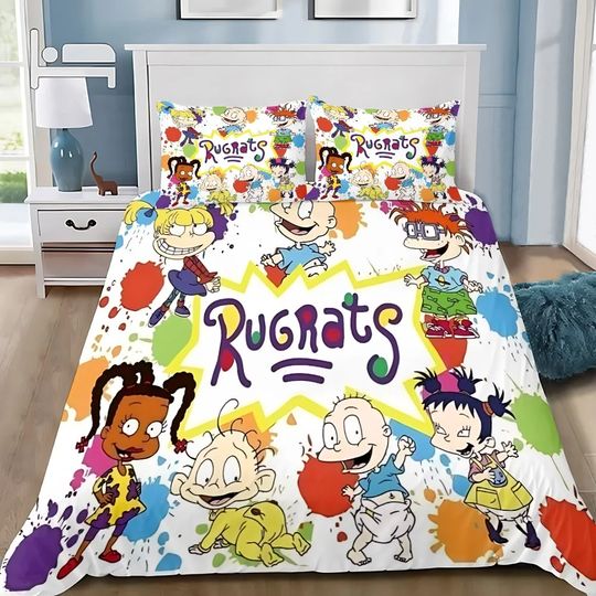 Discover Cartoon R-Rugrats Duvet Cover Pillowcase Bedding Set