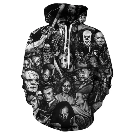 Discover New Autumn and Winter Thickened European and American Hip Hop Creative Skull Clown 3D Printed Adult Hoodie Loose and Comfortable