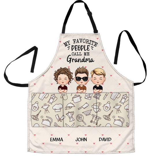 Discover My Favorite People Call Me Grandma/ Mommy - Personalized Apron With Pocket