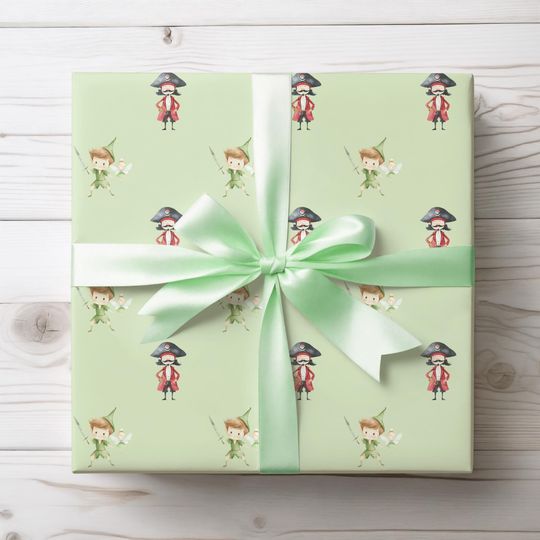 Discover Wrapping Papers, peterr pann and Captin Hook Design, Gift Wrap Sheets, Kids Birthday