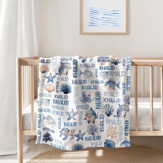 Discover Personalized Baby Blanket with Name, Gift for Newborn and Toddler Son
