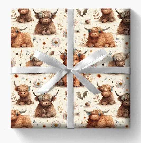 Discover Whimsical Highland Cow Wrapping Paper for Animal Lovers