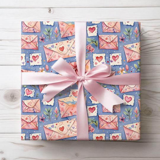 Discover Valentines Day Hearts and Letter Wrapping Paper
