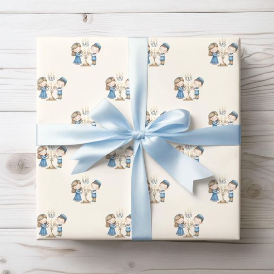 Discover Menorah Lighting Wrapping Papers, Hanukkah Gift Wrap, Jewish Children Holiday Gift Wrap, Christmas Gift Wrap, Holiday Wrapping Paper