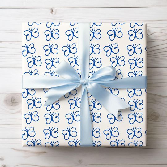 Discover Charming Butterfly Wrapping Paper Roll, Gift Wrap, Birthday Decor, Eco-Friendly Gift Packaging, Party Supply, Floral Design