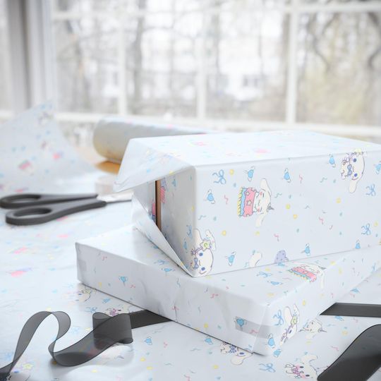 Discover Cinnamoroll Birthday Wrapping Paper | Kawaii Sanrio Gift Wrap | Pastel Blue Party Decor