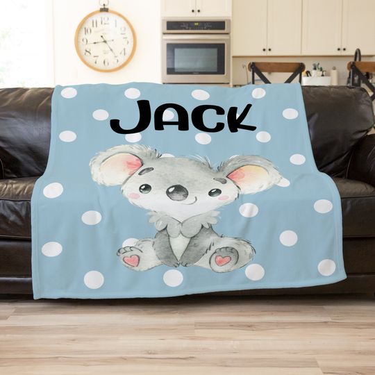 Discover Personalized Baby Boy Blanket, Koala Blanket, Name Baby Blankets for Kids