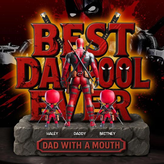 Discover Personalized Deadpooll Dad Shaped Plaque, Funny Daddy Acrylic Plaque, Deadpooll Superhero Plaque