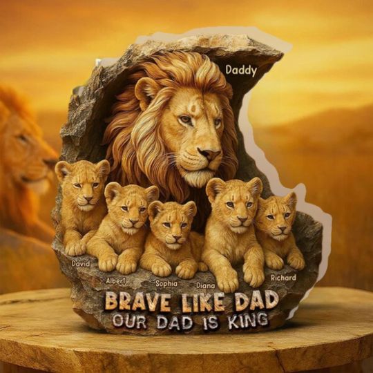 Discover Personalized Lion Family Shaped Plaque, The lion kingg Custom Acrylic Plaque, Father Day Lion Family Decor, Gift For Husband, Dad Plaque