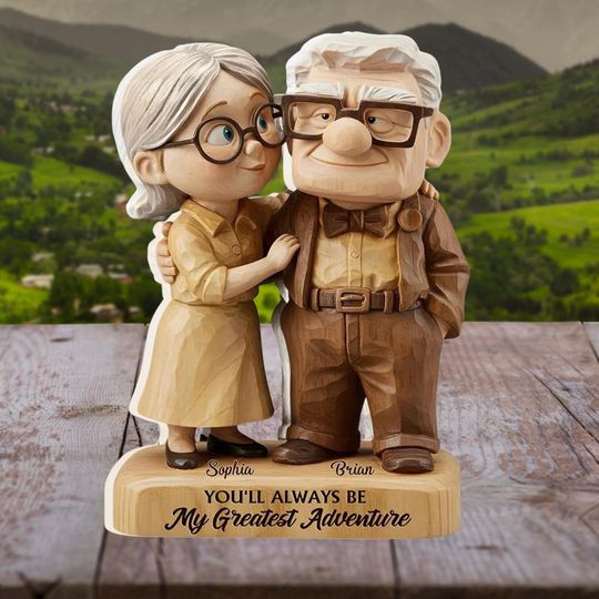 Discover Disneyyy Up Couple Acrylic Plaque, Custom Carl and Ellie Inspired Figurine, Romantic Old Couple Gift, Greatest Adventure Love Keepsake