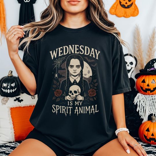 Discover Wednesday Is My Spirit Animal Halloween Graphic Tee, Spooky Season Gift