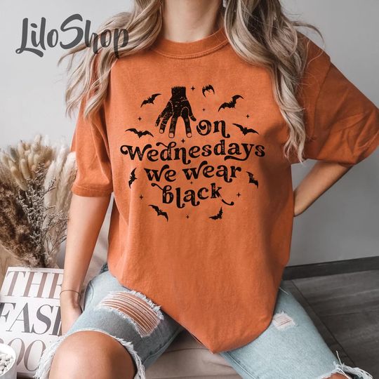 Discover On Wednesdays We Wear Black T-Shirt, Horror Party Shirt