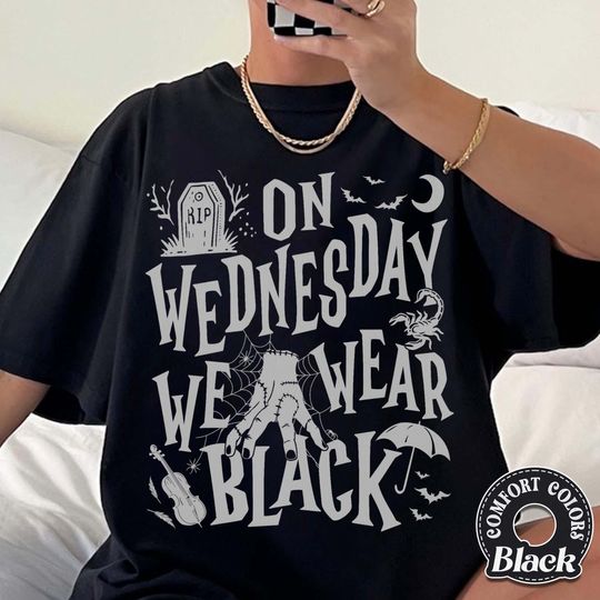 Discover On Wednesdays We Wear Black Shirt, Goth Apparel, Spooky Season Shirt