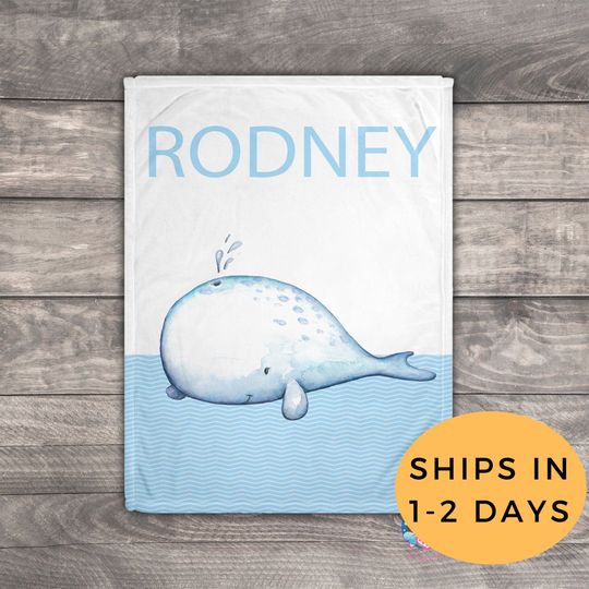 Discover Whale Decor, Nautical Nursery, Baby Boy Nautical Baby Blanket, Whale Blanket, Whales For Nursery, Custom Baby Blanket, Personalized Gift