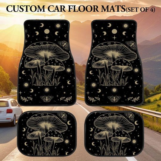 Discover Fluorescent Mushrooms Car Foot Mats, Nightfall Car Dust Floor Mats