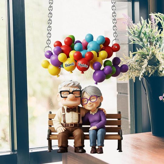 Discover Carl And Ellie Suncatcher Ornament, Up Movie Window Decor, My Greatest Adventure Love Gift, Disneyyy Couple Ornament, Balloon House Gift