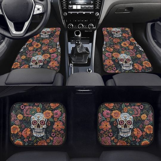 Discover Skulls Car Floor Mats, Car Mats Aesthetics, Car Floor Mats, Boho Car Mats