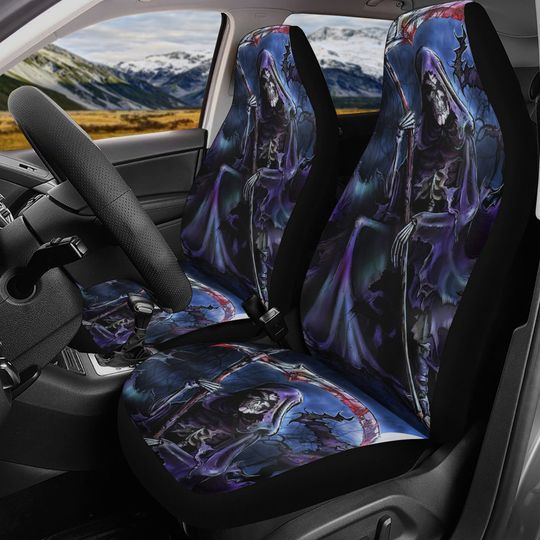 Discover Grim Reaper Skull Car Seat Cover, Skeleton Skull Seat Cover