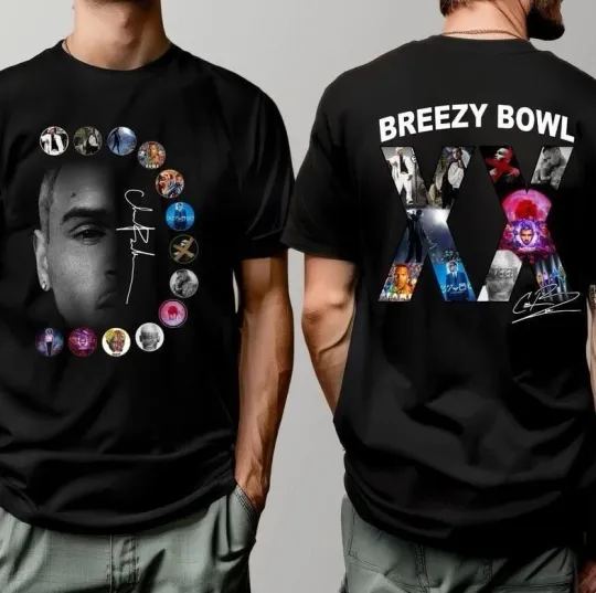 Discover Chris Brown Tour Breezy Bowl XX V2 Vintage Tour 2025 T-Shirt