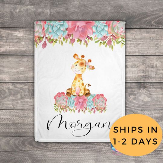 Discover Baby Name Blanket, Giraffe Blanket Baby, Custom Baby Blanket, Safari Baby Blanket, Giraffe Baby Shower, Giraffe Gift, Fleece Girl Blanket