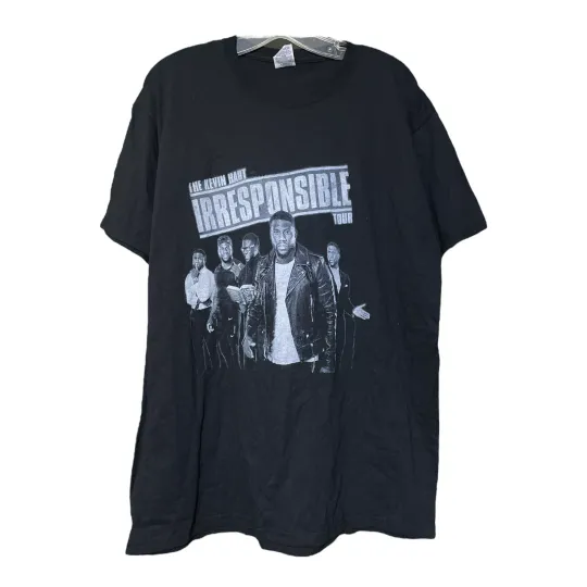 Discover Mens Black Kevin Hart Irresponsible Tour Comedy Short Sleeve T-Shirt Size Large