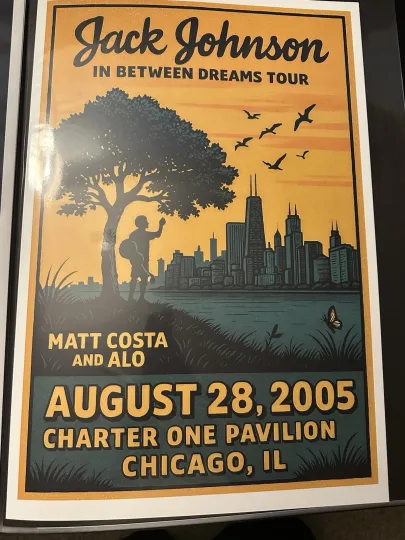 Discover Jack Johnson 2005 Poster Charter One Northerly Island Chicago Mint RARE
