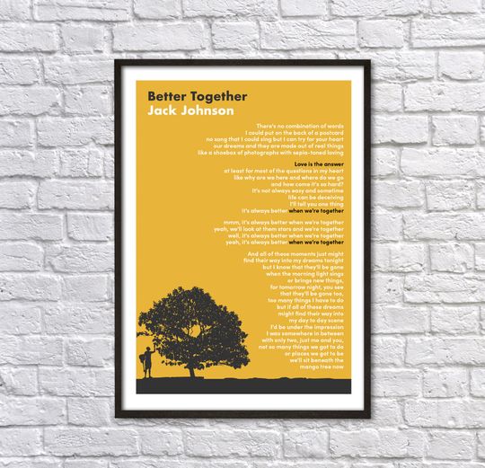 Discover Better Together - Jack Johnson Print - lyric art - typography
