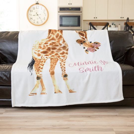 Discover Personalized Giraffe Baby Blanket, Toddler Nap Blanket