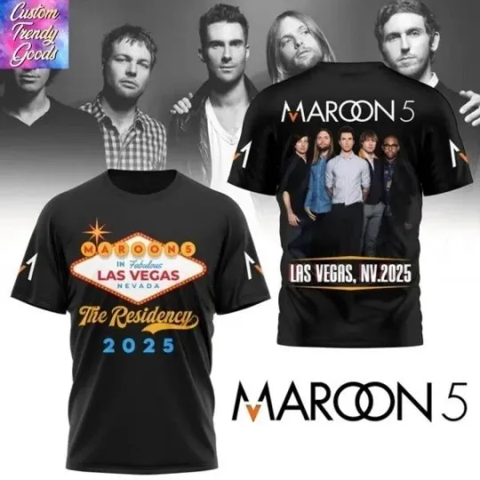 Discover Maroon 5 The Residency 2025 Tour 3D T Shirt