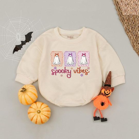 Discover Cute Ghost Bubble Baby Romper Sweatshirts, Halloween Baby Outfit
