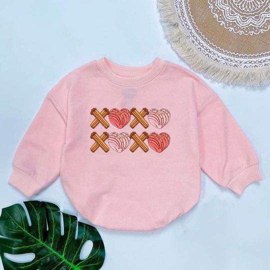 Discover Concha Valentine's Baby Romper Sweatshirts, XOXO Baby Outfit