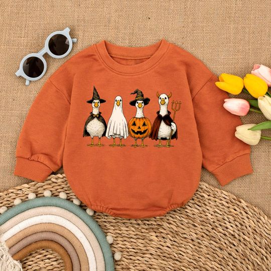 Discover Boo Ghost Goose Baby Romper Sweatshirts, Funny Halloween Theme, Pumpkin Goose Gift