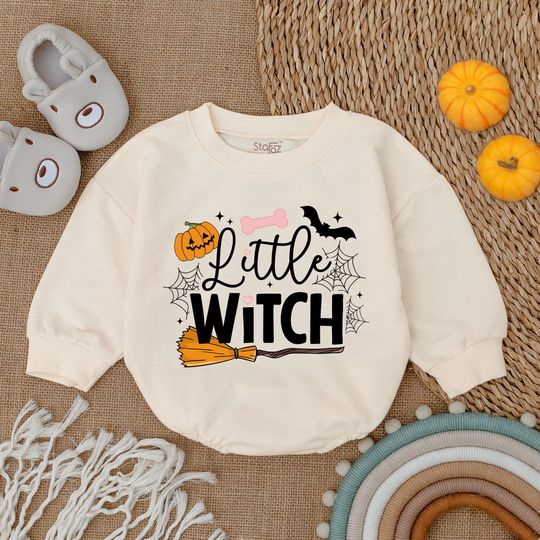 Discover Little Witch Halloween Baby Romper Sweatshirts, First Halloween Outfit