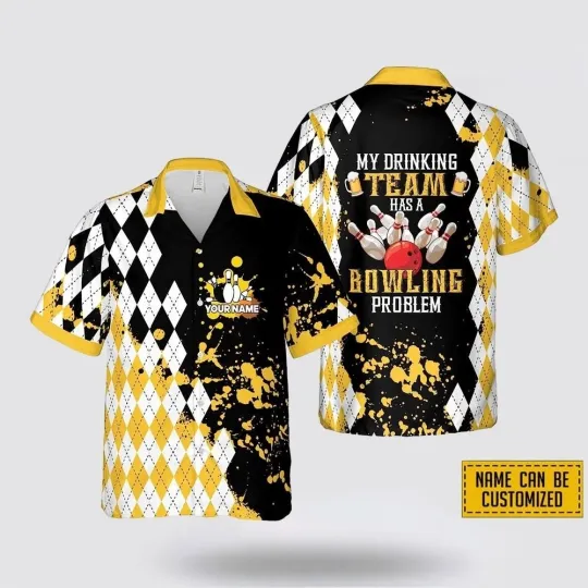 Discover Custom Name My Drinking Team Has A Bowling Problem Hawaiin Shirt