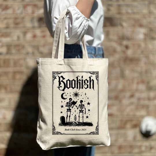Discover Bookish Skeleton Tote Bag, Book Tote Bag, Bookish Tote Bag