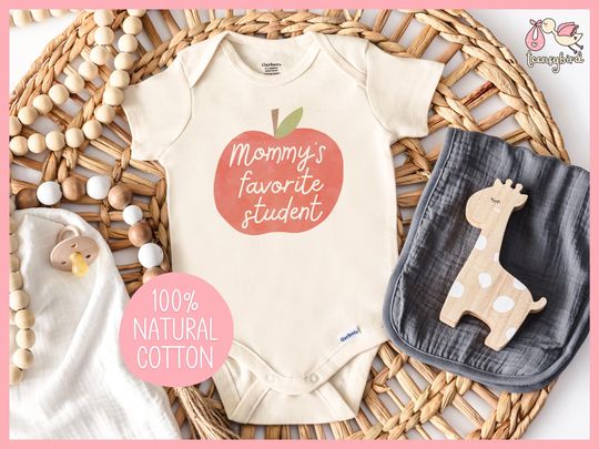 Discover Mommy's Favorite Student Baby Onesie, Teacher Gift, Apple Baby Bodysuit for Educator, Baby Shower Gift
